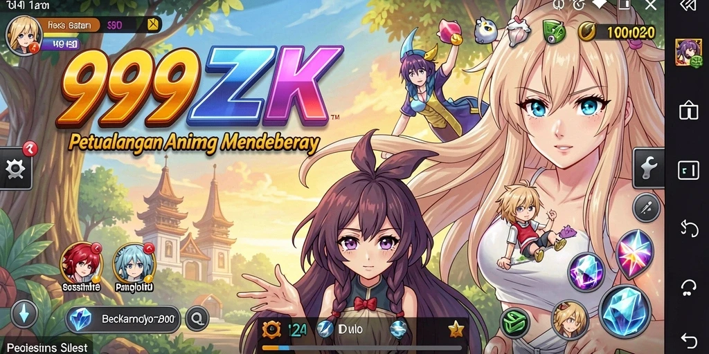 Screenshot 999ZK menampilkan karakter anime yang beraksi dalam pertempuran seru.