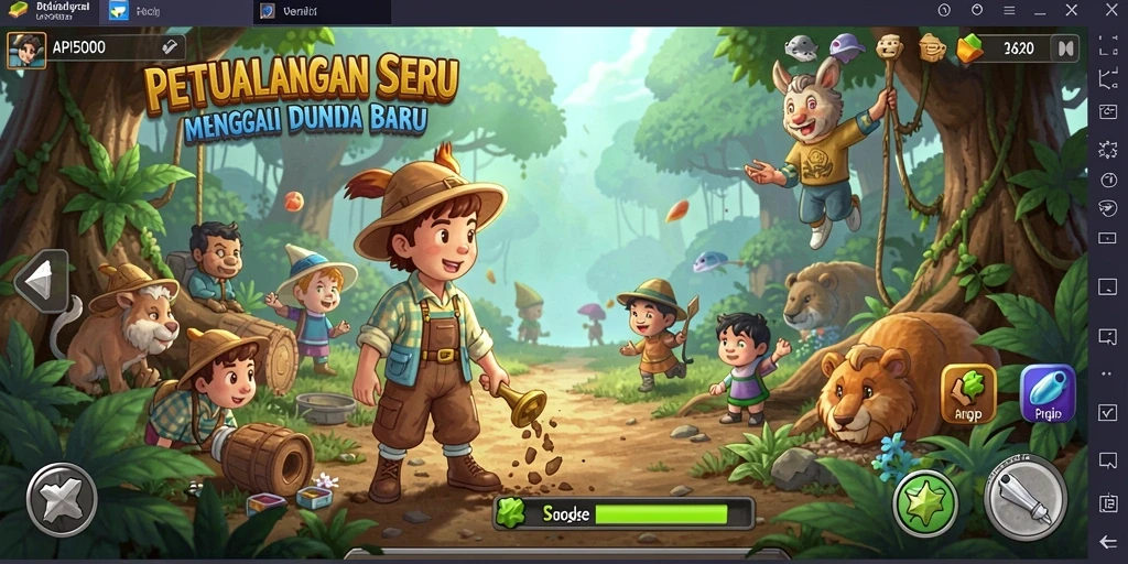 Tangkapan layar menampilkan aksi eksplorasi di dunia petualangan.