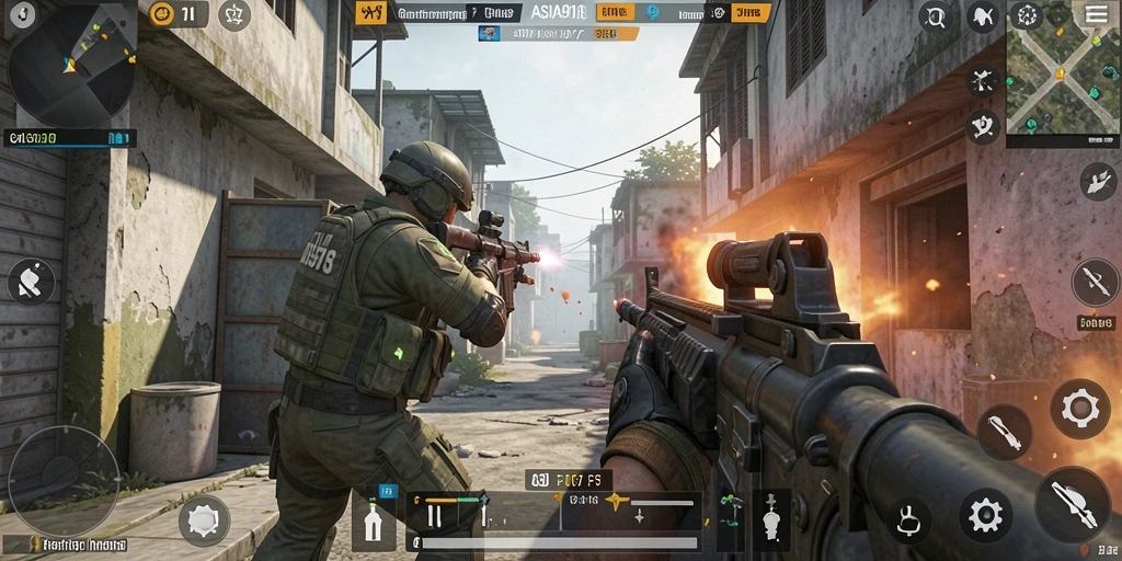 Screenshot gameplay ASIA918 menampilkan aksi tembakan yang mendebarkan dan atmosfer intens.