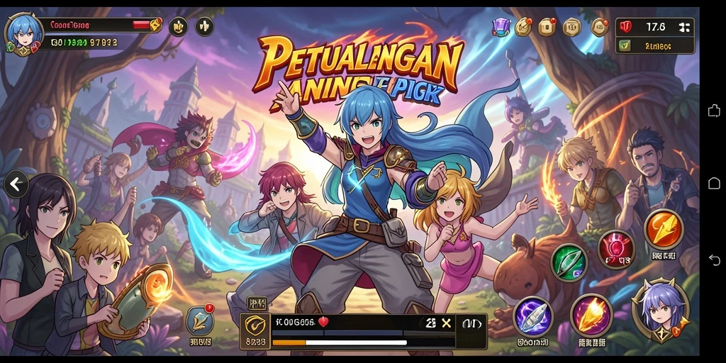 Screenshot F08 menunjukkan aksi karakter anime yang penuh warna dan dinamis.