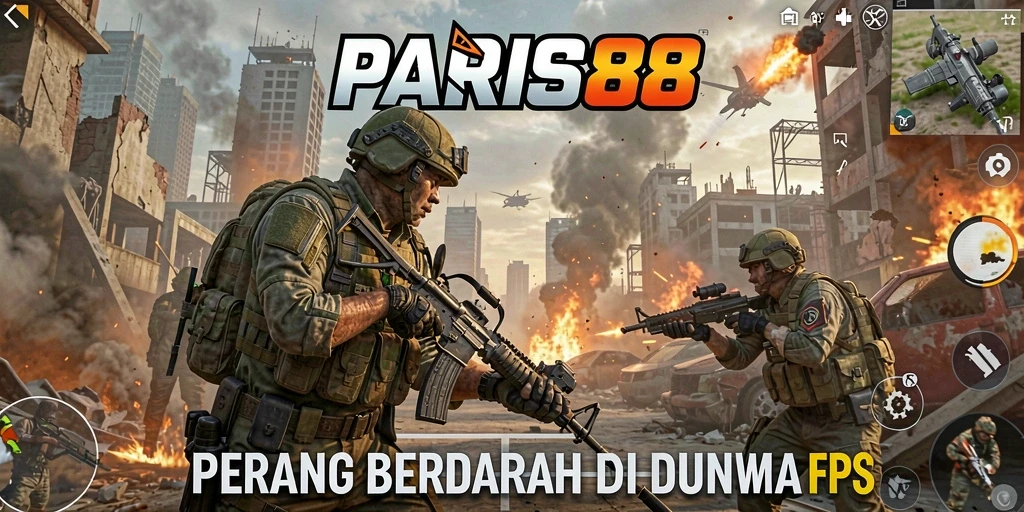 Tampilan pertempuran yang mendebarkan dalam gameplay FPS PARIS88.