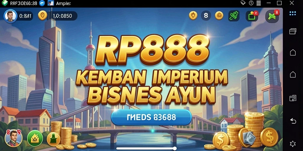 Tampilan gameplay RP888 menampilkan pengelolaan bisnis yang dinamis.