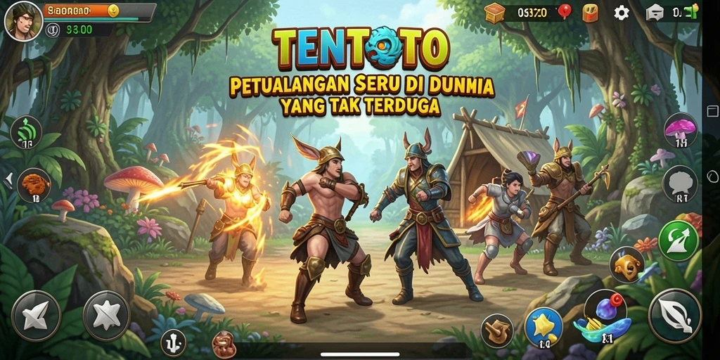 Tangkapan layar menampilkan aksi seru dalam gameplay TENTOTO.