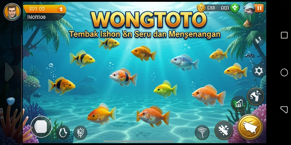 Screenshot bermain WONGTOTO dengan aksi Tembak Ikan yang seru.